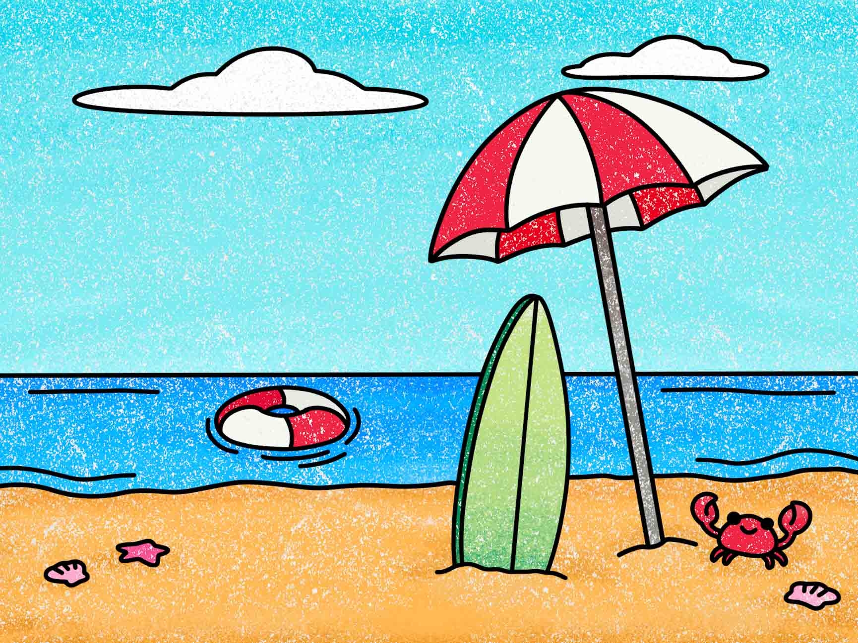 Easy Beach Drawing HelloArtsy