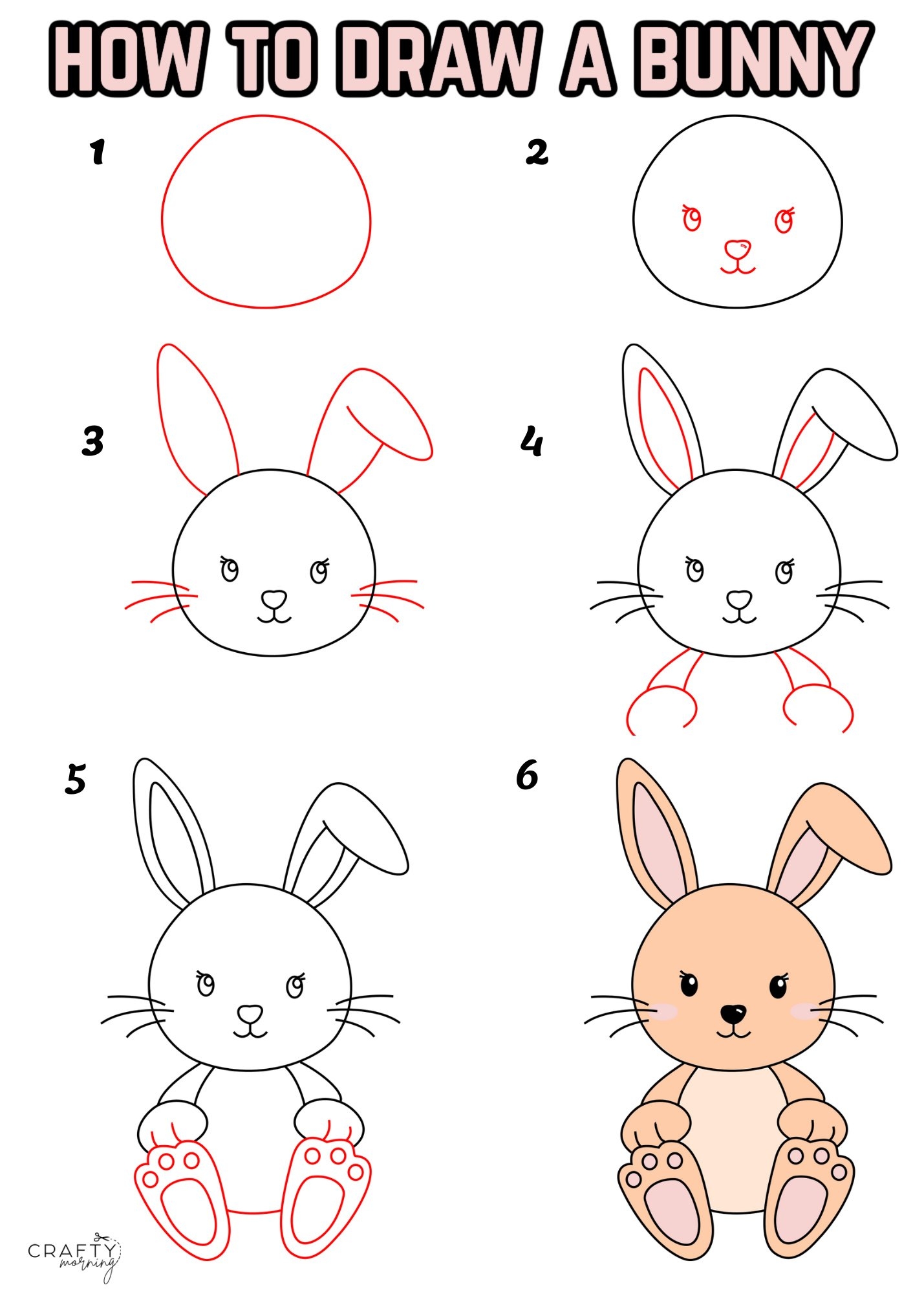 Easy Bunny Drawing How To Draw Tutorial Crafty Morning