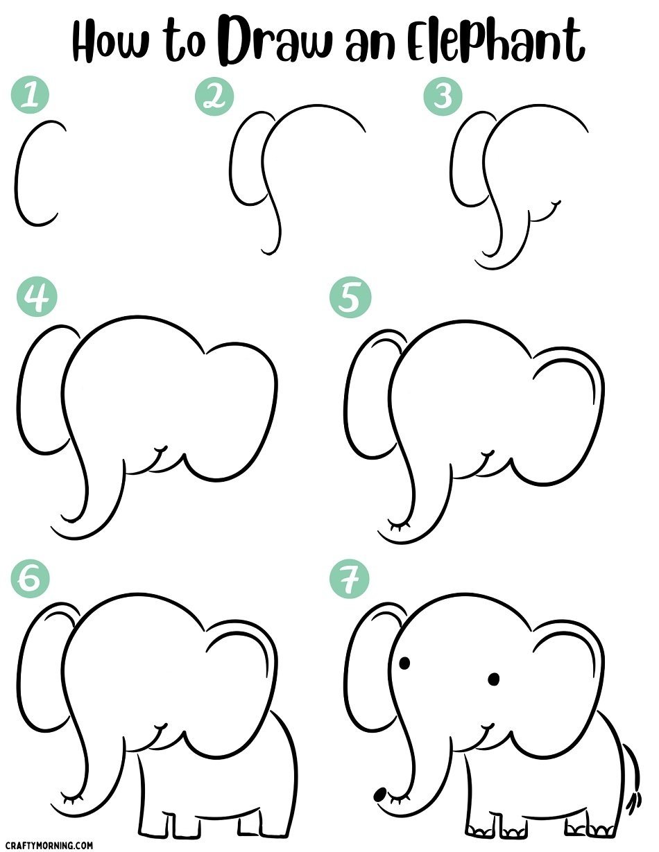 elephant easy drawing