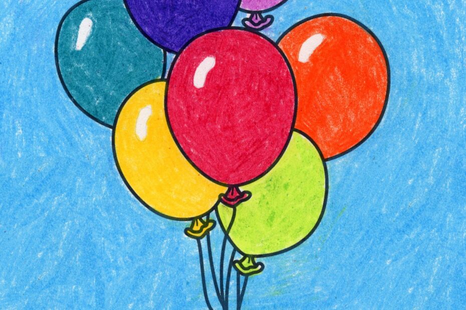 Easy How To Draw A Balloon Tutorial And Balloon Coloring Page