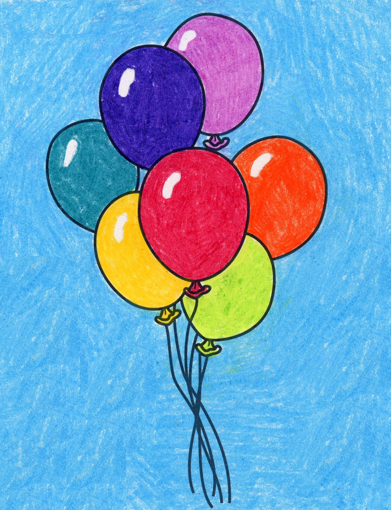 Easy How To Draw A Balloon Tutorial And Balloon Coloring Page