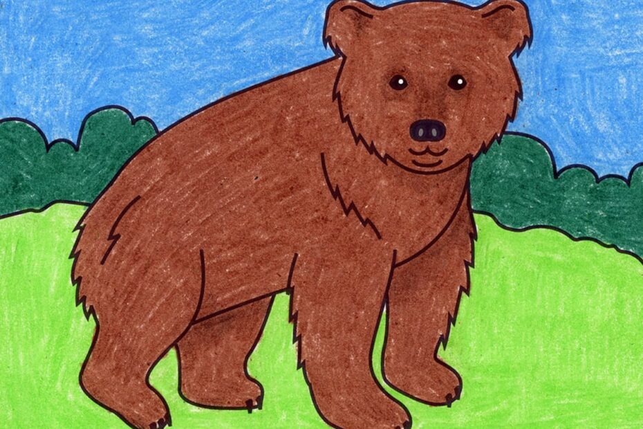 Easy How To Draw A Bear Tutorial Video And Bear Coloring Page
