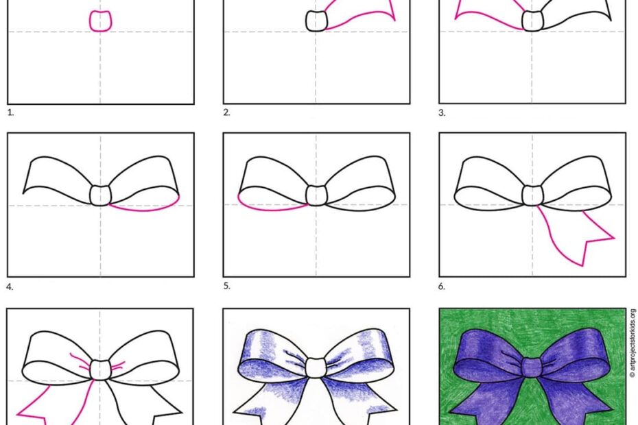 Easy How To Draw A Bow Tutorial And Bow Coloring Page