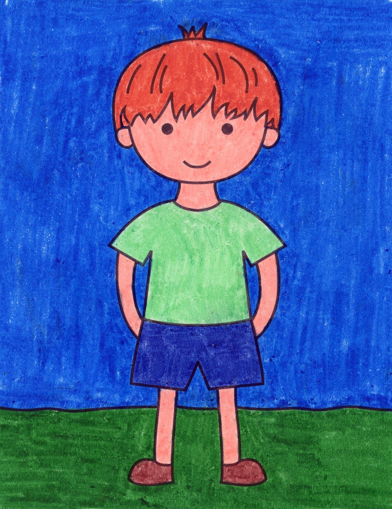 Easy How To Draw A Boy Tutorial Video And Boy Coloring Page