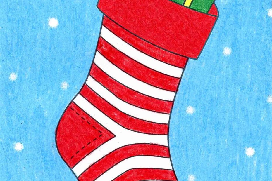 Easy How To Draw A Christmas Stocking Tutorial U0026 Coloring Page