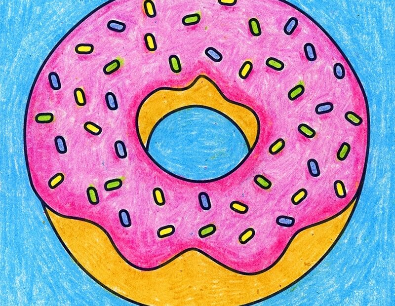 Easy How To Draw A Donut Tutorial And Donut Coloring Page