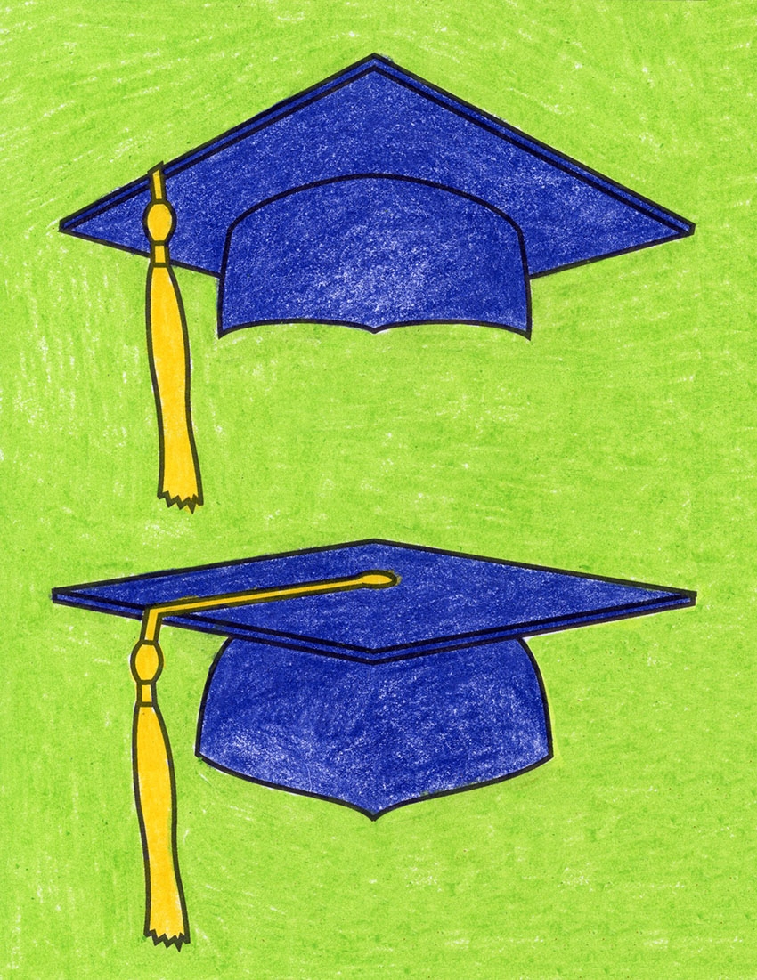 Easy How To Draw A Graduation Cat Tutorial And Coloring Page