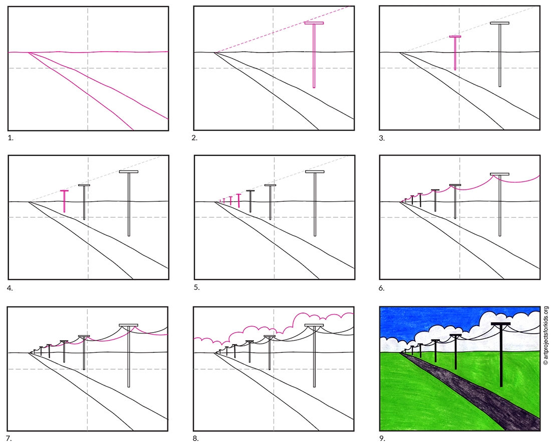 Easy How To Draw A One Point Perspective Landscape
