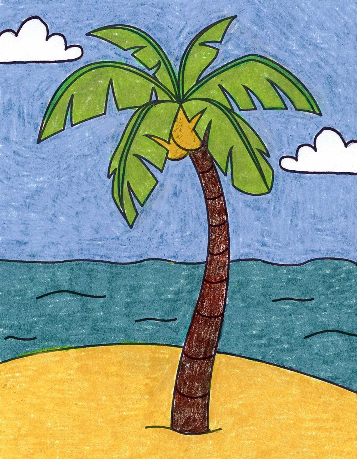 how to draw palm trees