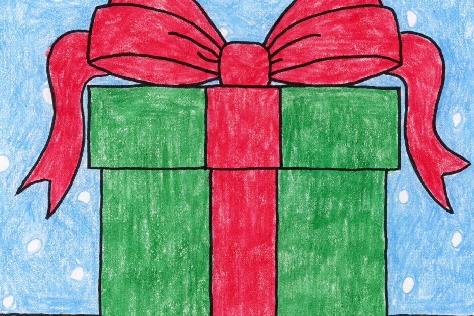 Easy How To Draw A Present Tutorial Video U0026 Present Coloring Page