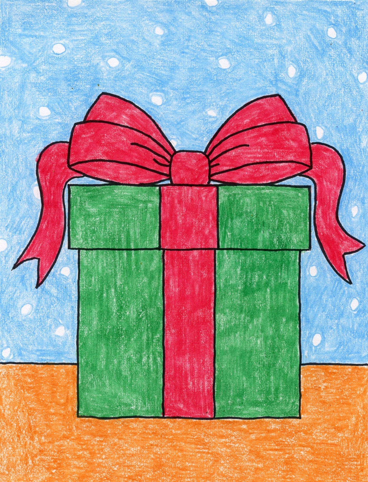 Easy How To Draw A Present Tutorial Video U0026 Present Coloring Page
