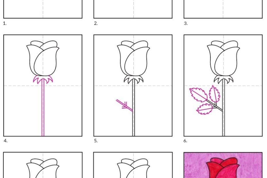 Easy How To Draw A Rose Tutorial Video And Rose Coloring Page