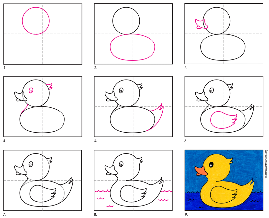Easy How To Draw A Rubber Duck Tutorial And Coloring Page
