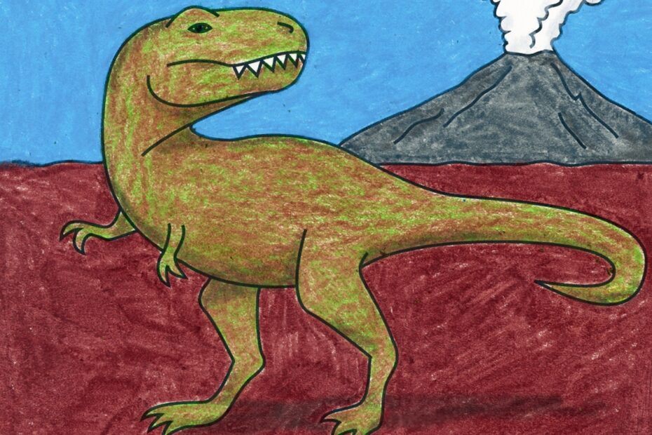 Easy How To Draw A T Rex Tutorial And T Rex Coloring Page
