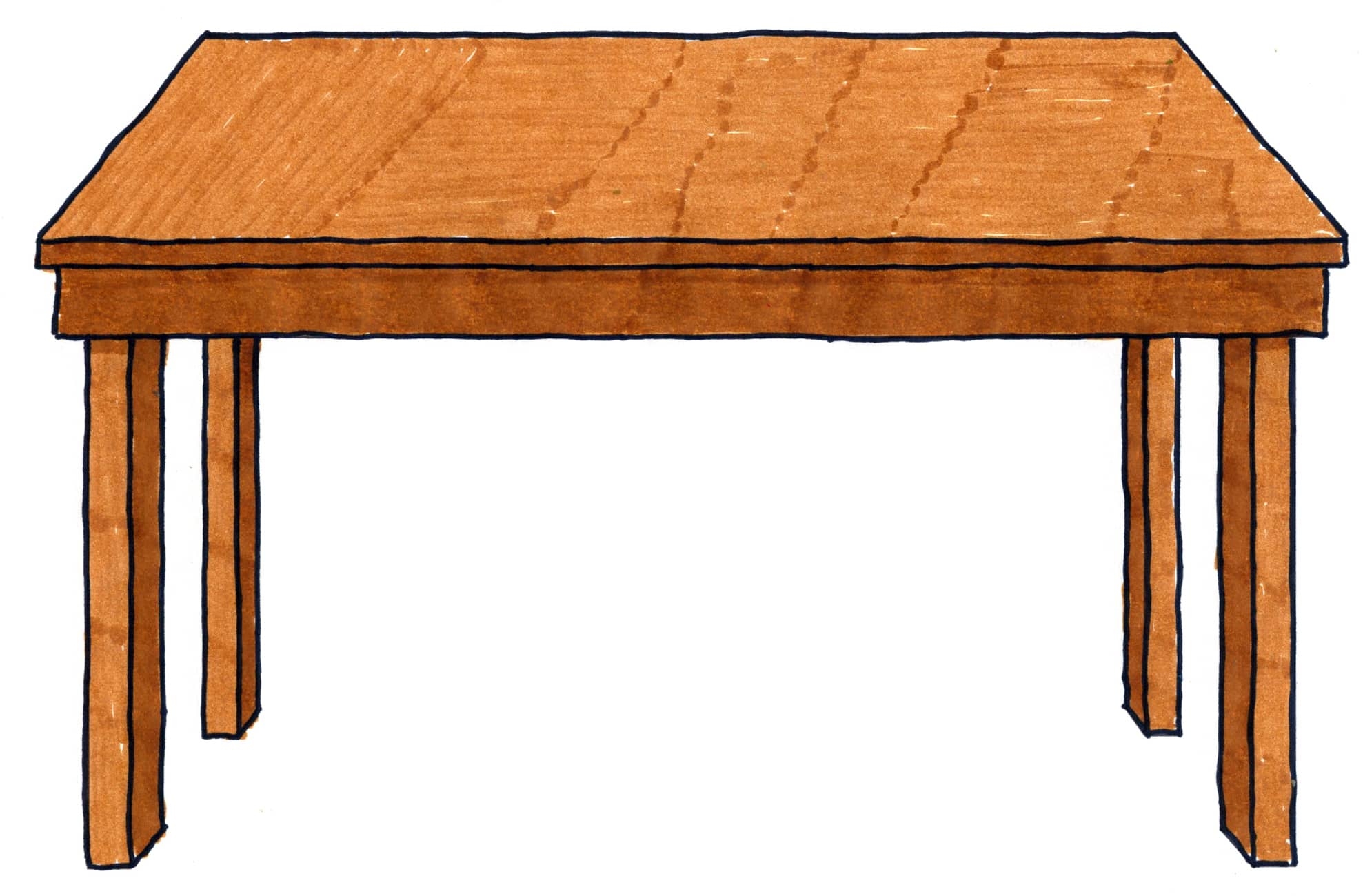 Easy How To Draw A Table Tutorial And Table Coloring Page