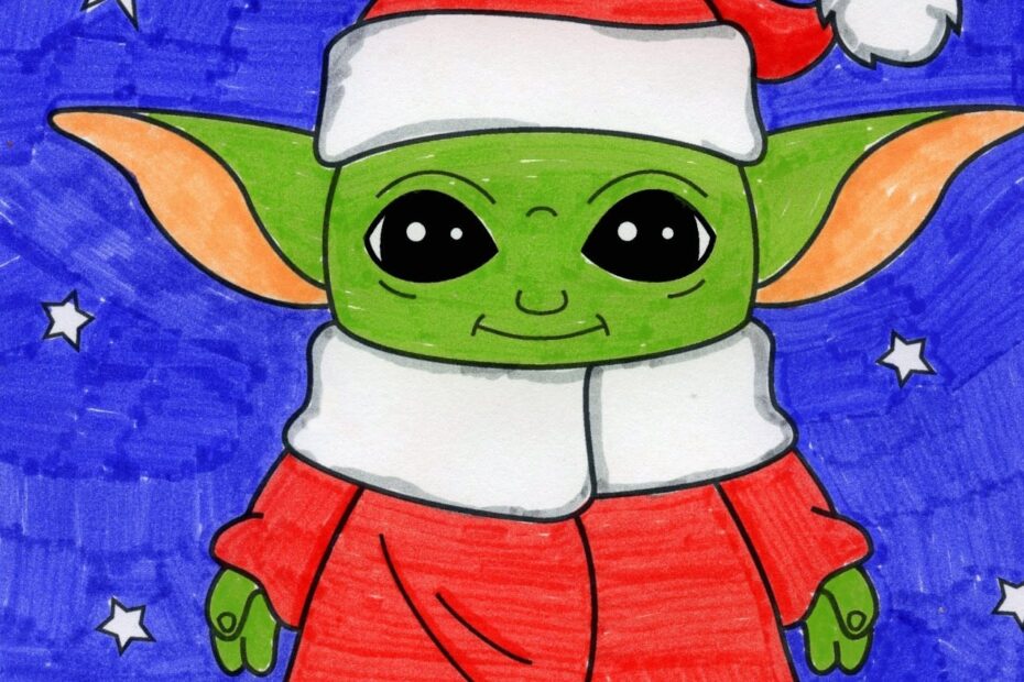 Easy How To Draw Santa Baby Yoda Tutorial And Coloring Page