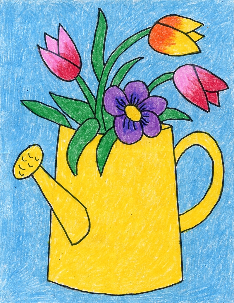Easy How To Draw Spring Flowers Tutorial Video U0026 Coloring Page