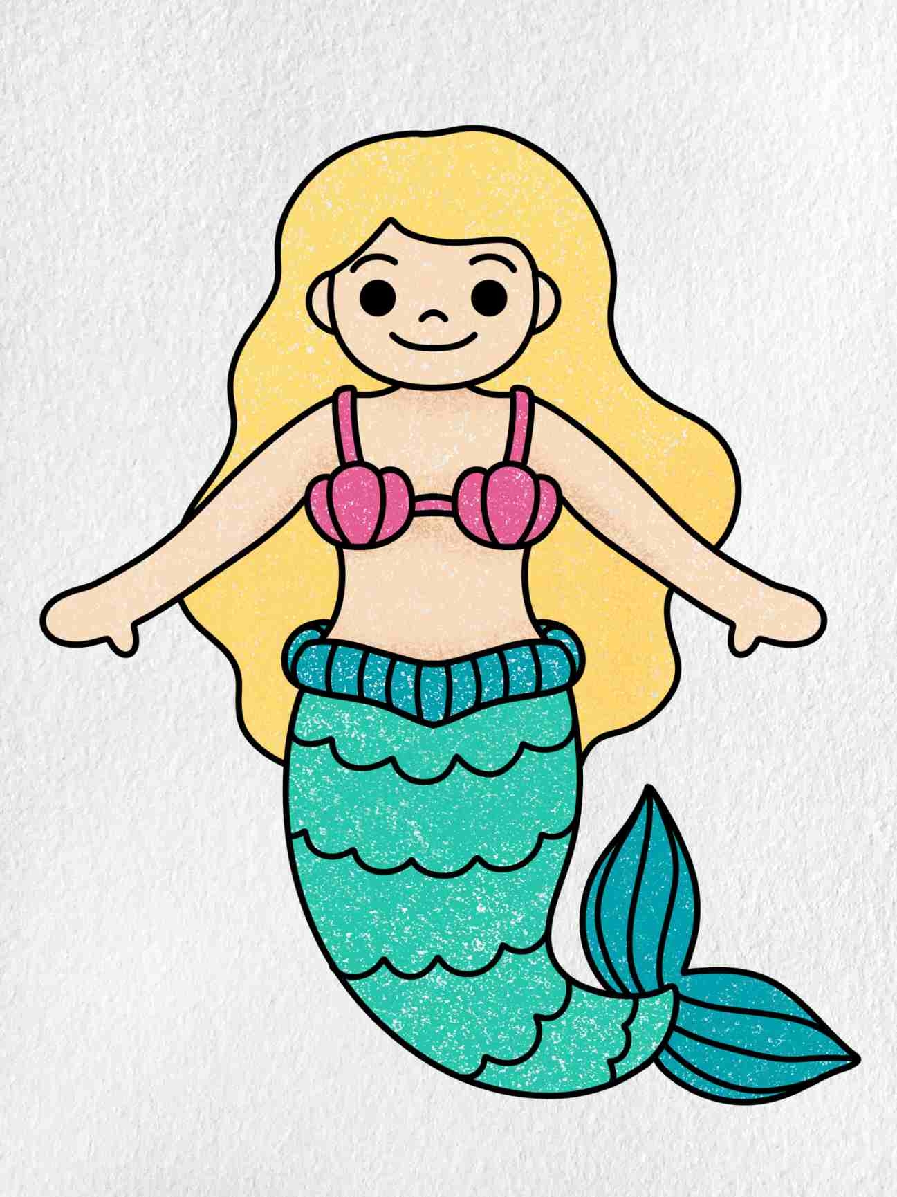 Easy Mermaid Drawing HelloArtsy