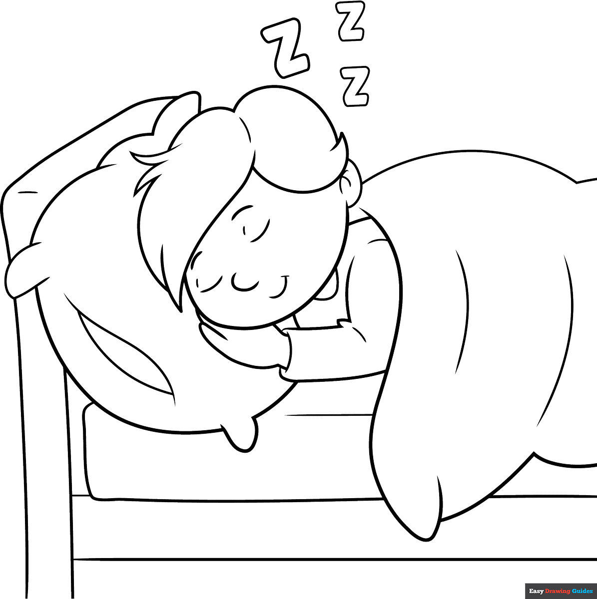 Easy Sleeping Person Coloring Page Easy Drawing Guides