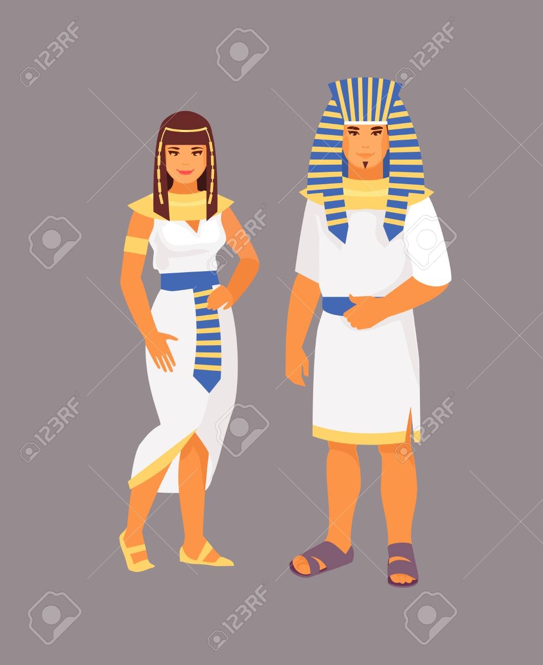 Egyptian Man And Woman In Traditional Clothes Vector Illustration Royalty Free SVG Cliparts Vectors And Stock Illustration Image 103542071 