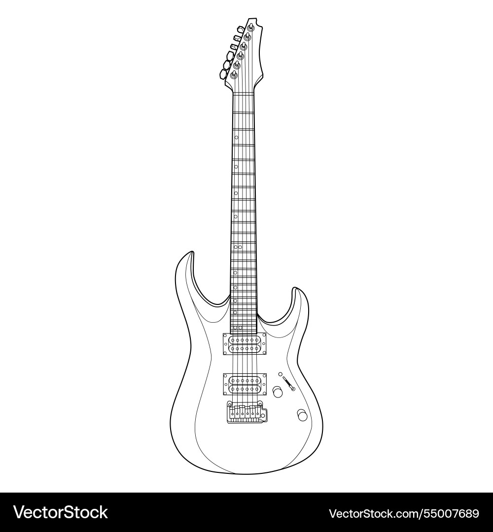 Electric Guitar Line Art Drawing Royalty Free Vector Image
