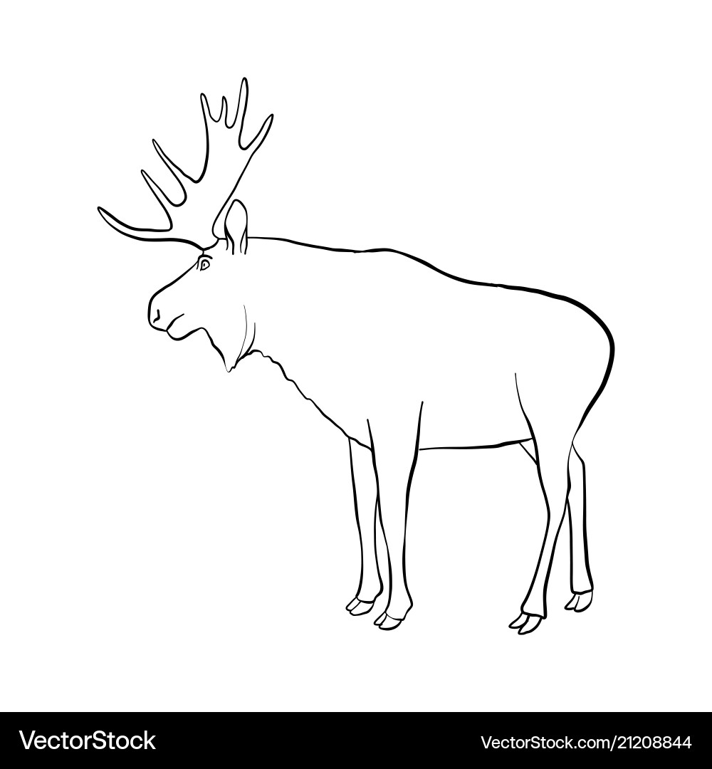Elk Silhouette Line Art Royalty Free Vector Image