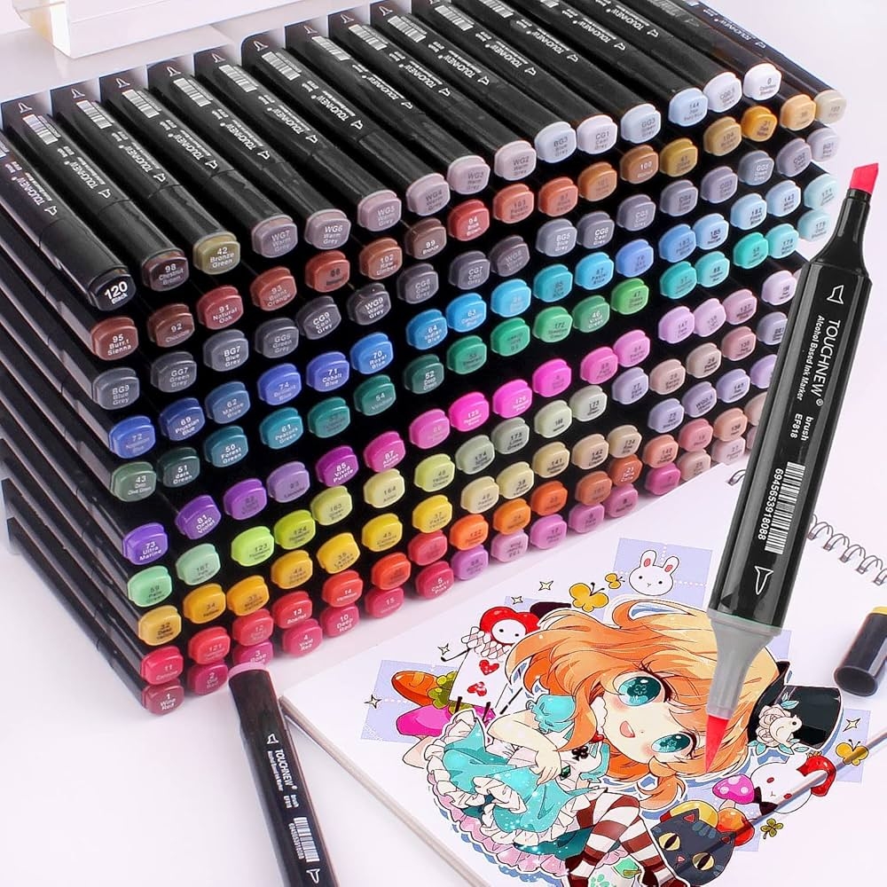 EMNDR 120 Color Dual Tip Art Markers Set Chisel Sketch Marker For Adult Coloring Calligraphy And Illustration Markers Drawing Pen For Kids Colour Pens 120 Pcs Amazon ae Arts U0026 Crafts