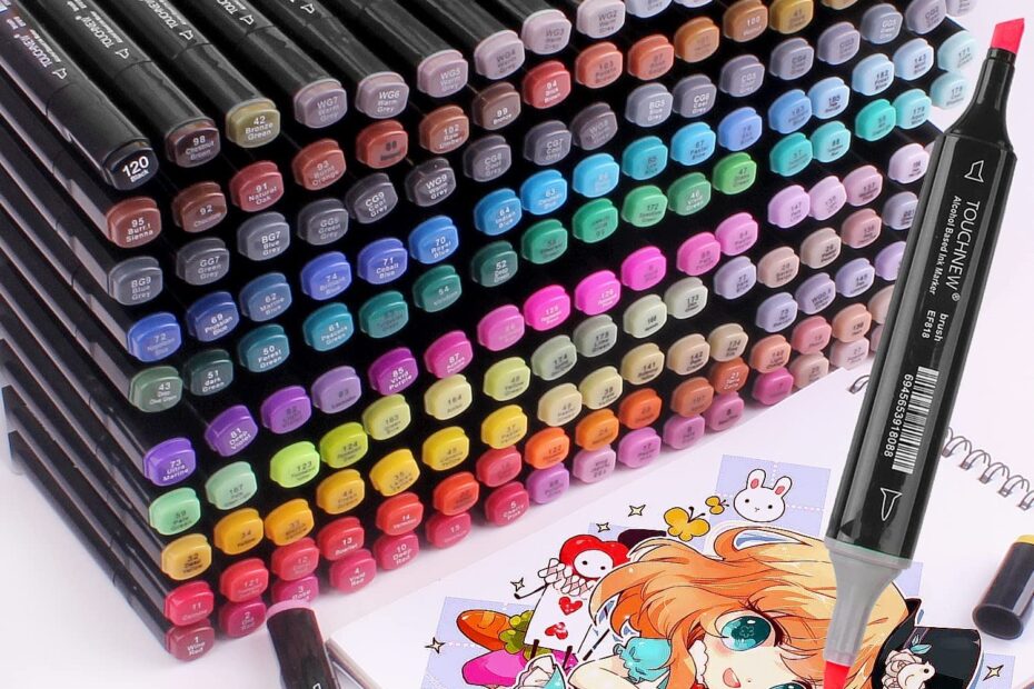 EMNDR 120 Color Dual Tip Art Markers Set Chisel Sketch Marker For Adult Coloring Calligraphy And Illustration Markers Drawing Pen For Kids Colour Pens 120 Pcs Amazon ae Arts U0026 Crafts
