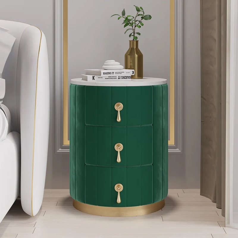 round nightstand with drawer