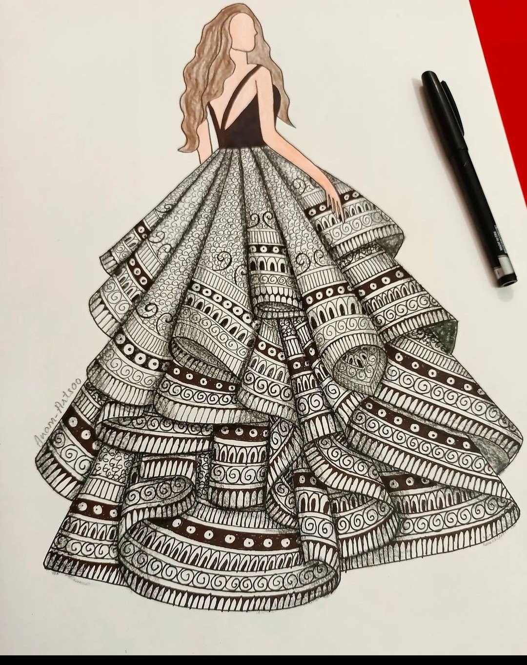 Farjana Drawing How To Draw A Wonderful Dress How To Draw A 