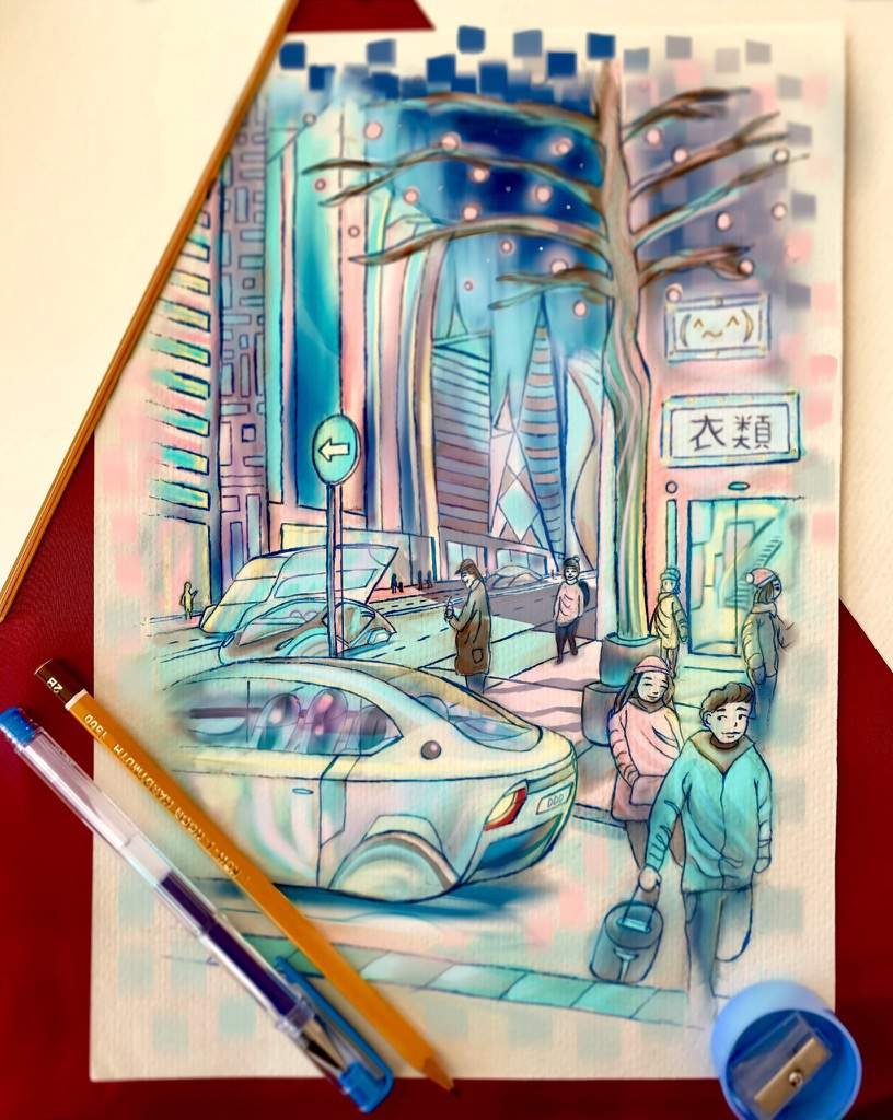  Finished Here Is This tradigital Drawing Of A Futuristic City Scene Art Amino