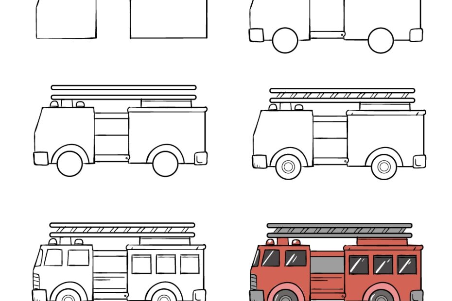 Fire Truck Drawing How To Draw A Fire Truck Step By Step