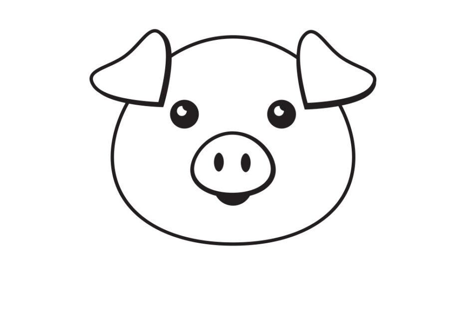 Flat Line Pig Face On White Royalty Free Vector Image