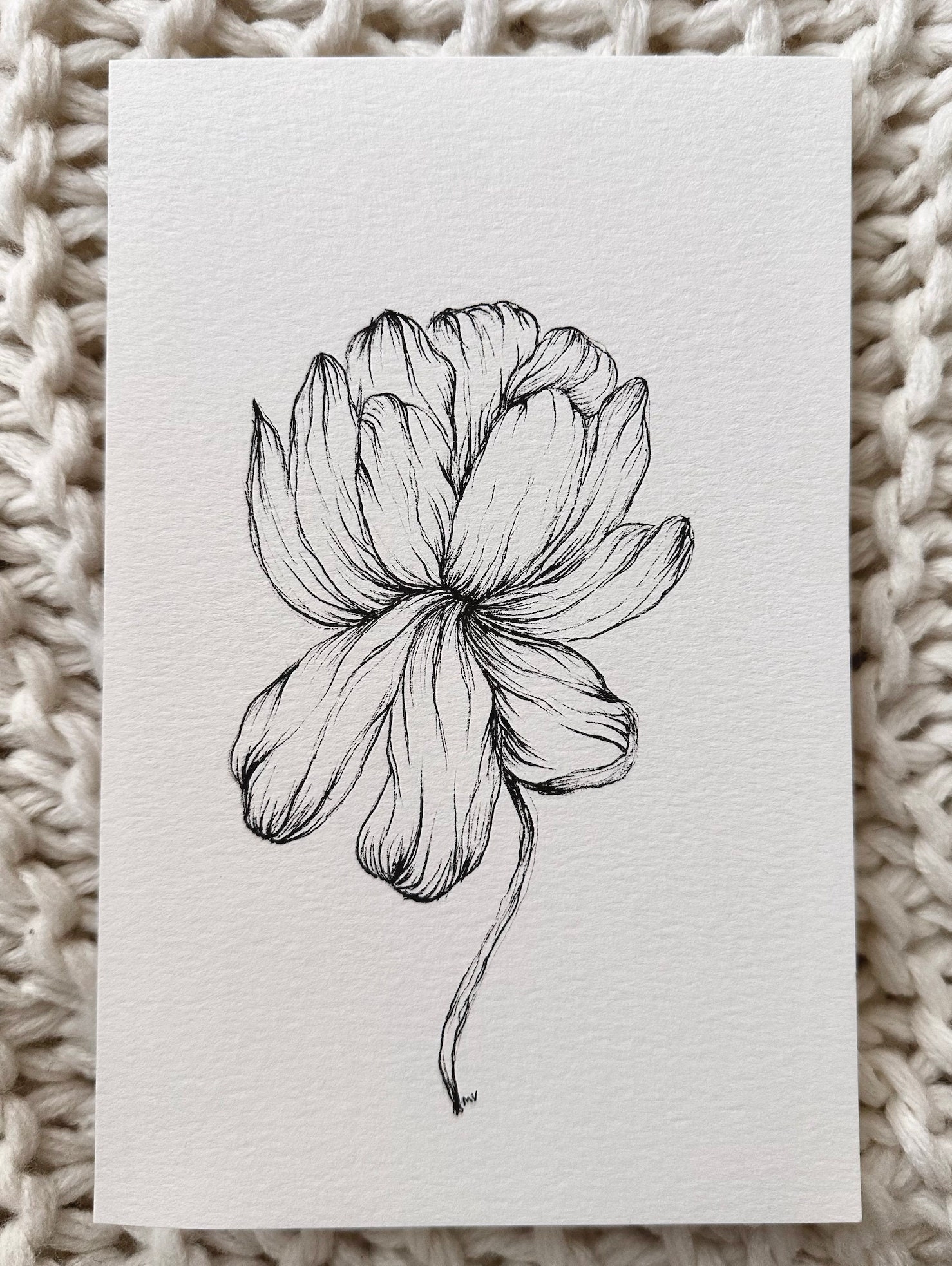 Floral Art Design Flower Art Ink Pen Art Simple Flower Art Micron Illustration