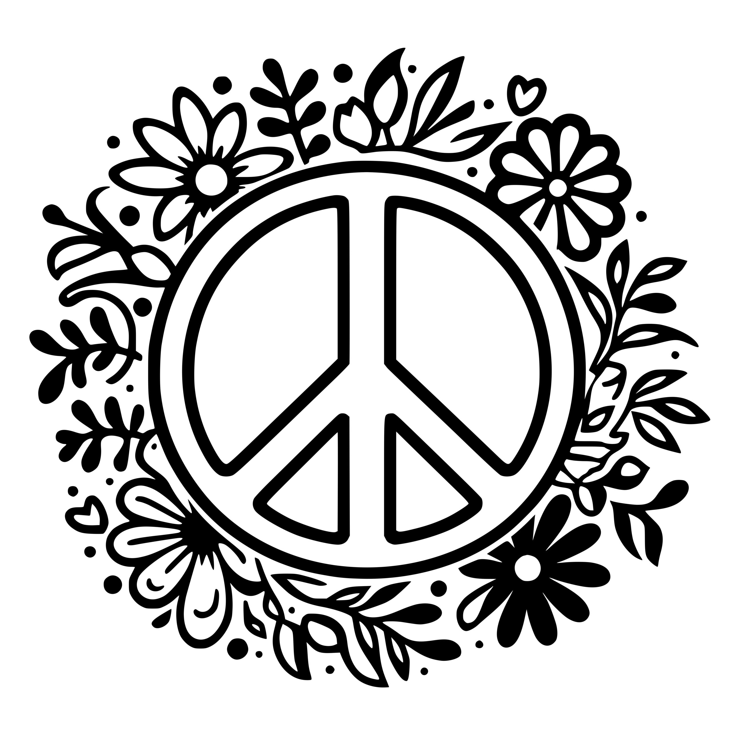 Floral Peace Sign SVG For Cricut Silhouette Glowforge Laser