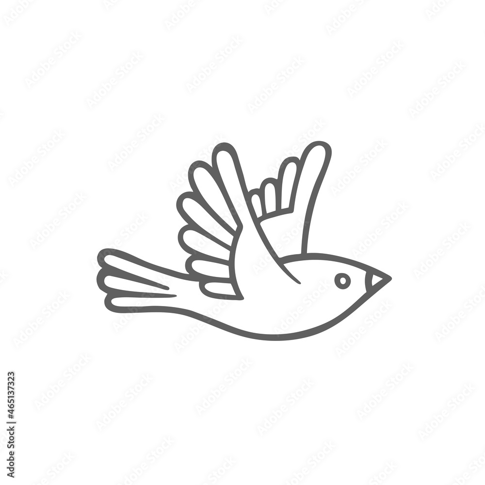 Flying Bird Hand Drawn Vector Illustration Flying Bird Sketch Drawing Simple Symbol Part Of Set Stock Vector Adobe Stock