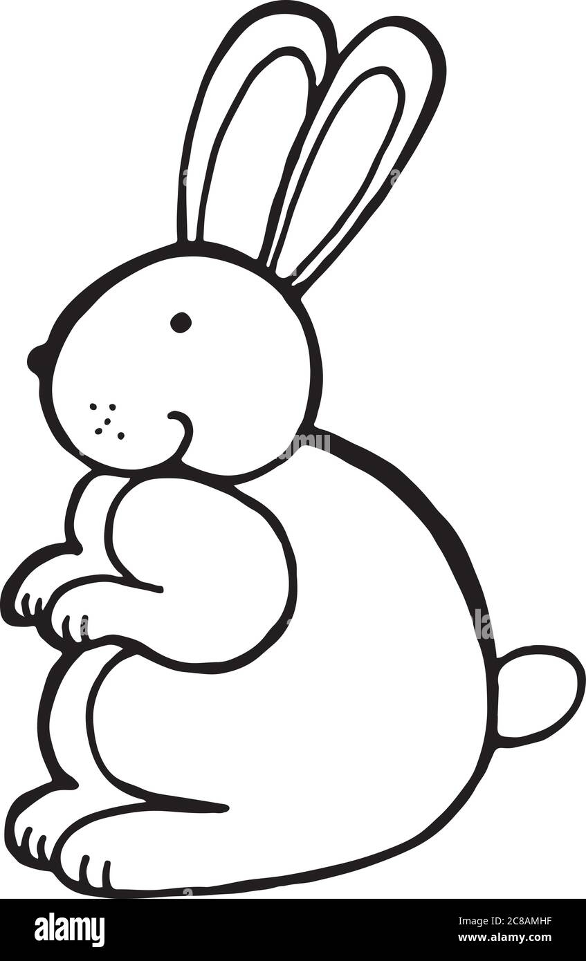 Forest Animal Rabbit Doodle Cartoon Simple Illustration Kids Dr 