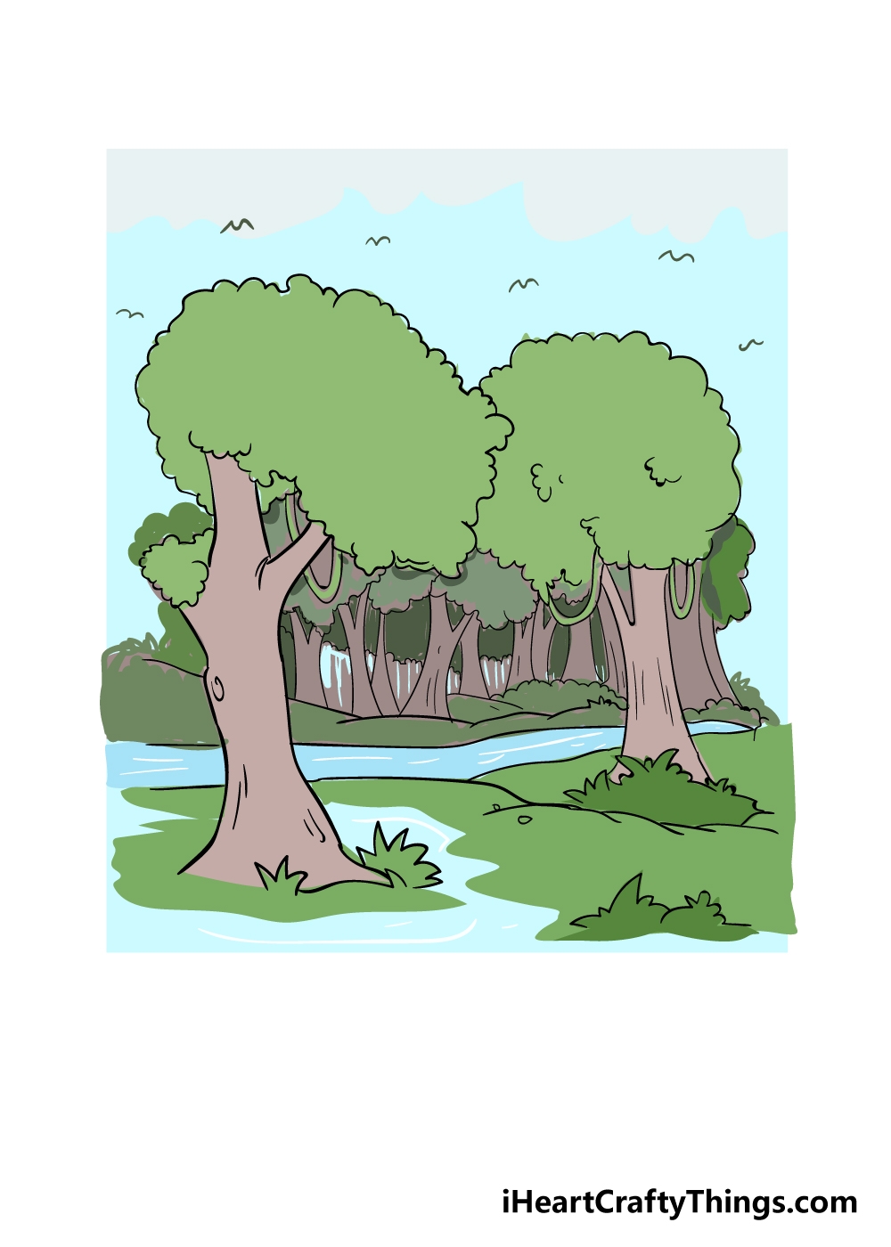 forest drawing easy