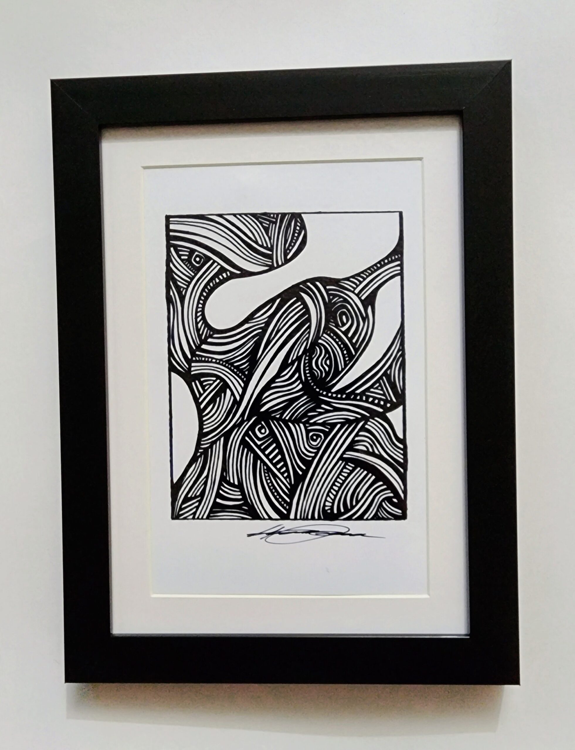 Framed Abstract Original Drawing Abstract Art Black And White Art 