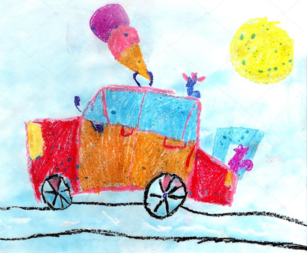 Funny Children s Drawing Car Stock Photo Taniasneg 92587798