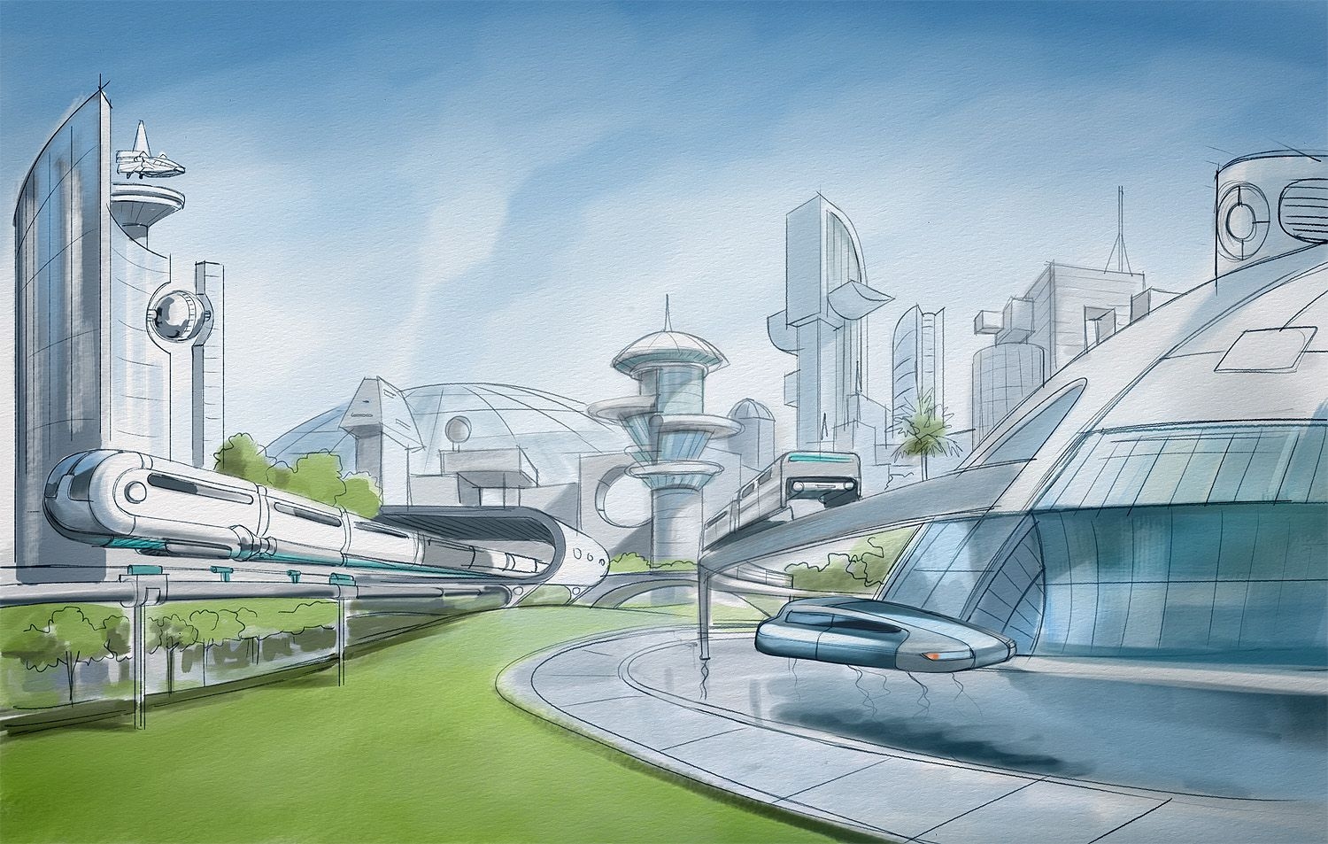 Futuristic City Drawing Easy