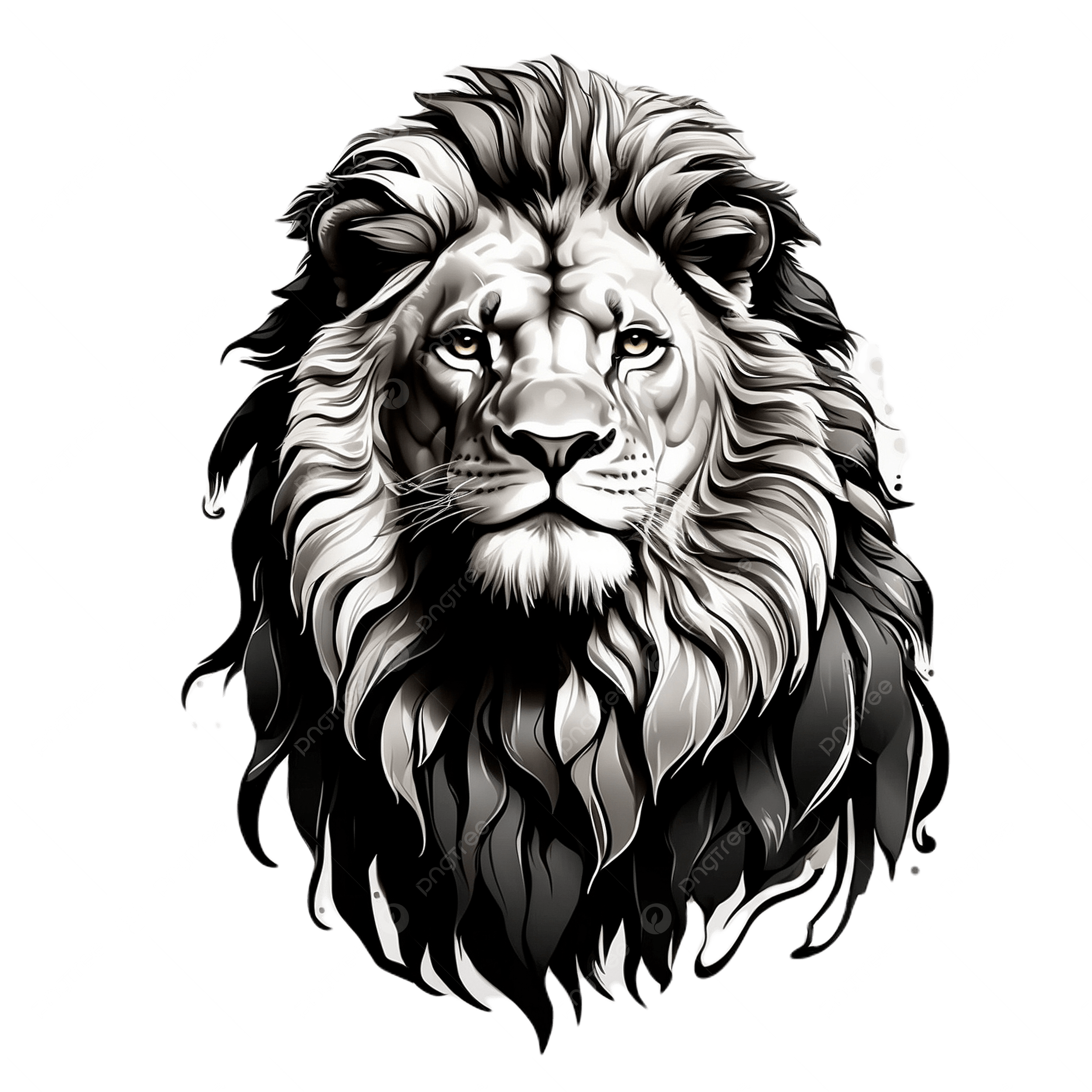 Gambar Singa Hitam Putih Dengan Surai Gambar Hitam Putih Singa Dengan Surai Dan Surai Surai PNG Transparan Dan Clipart Untuk Unduhan Gratis