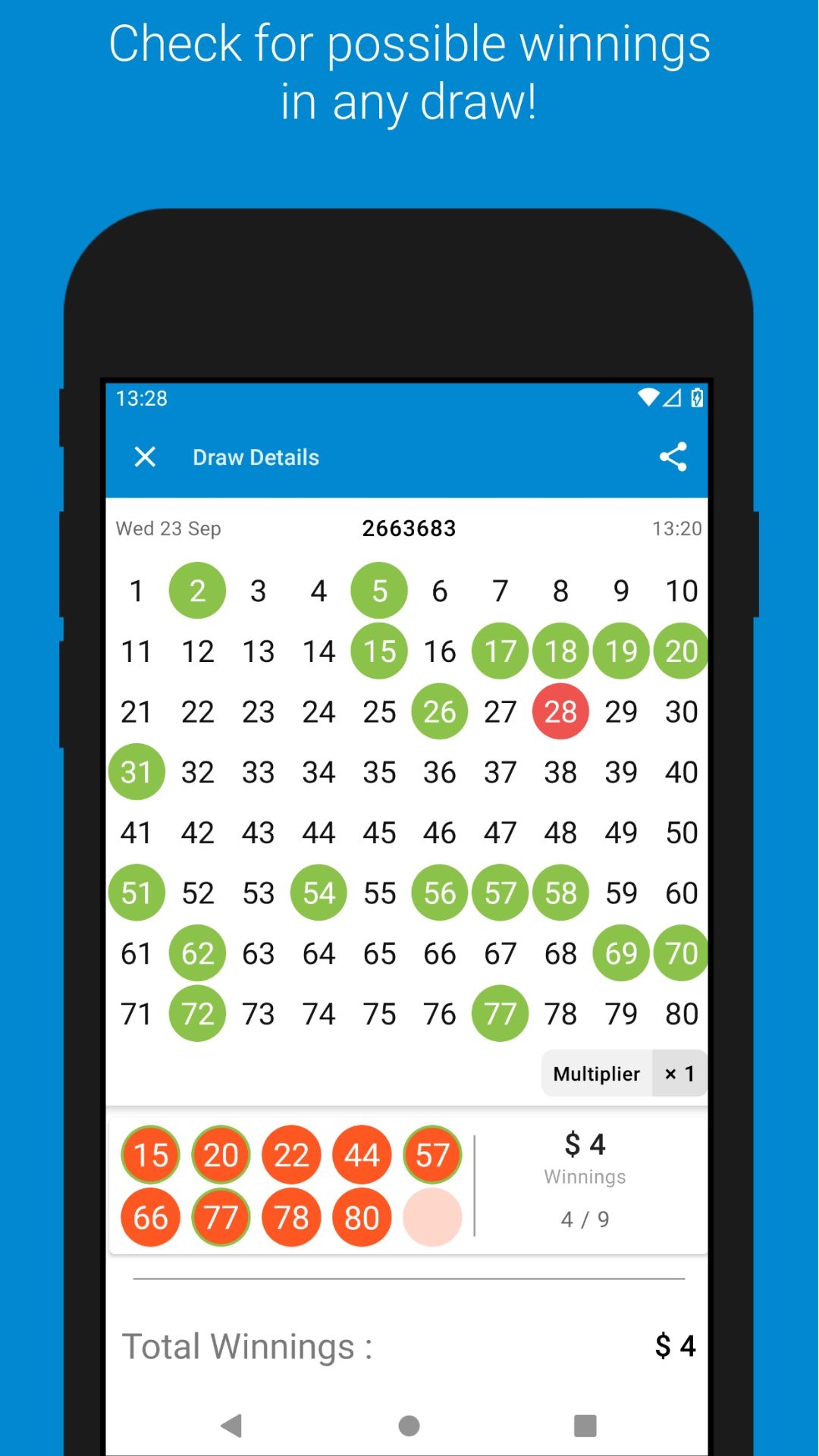 keno winning numbers last 10 draws