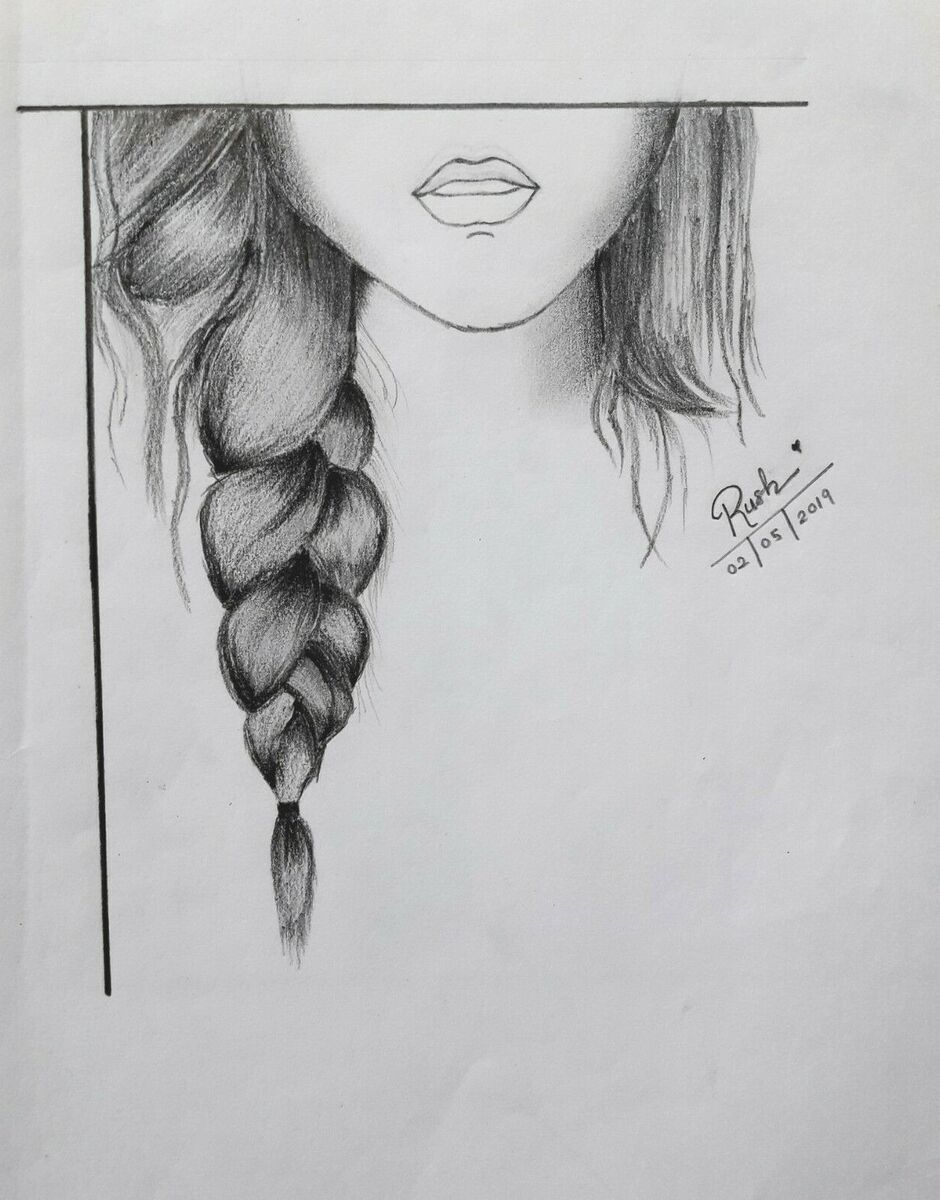 Girl Alone Pencil Drawing A4 Size EBay