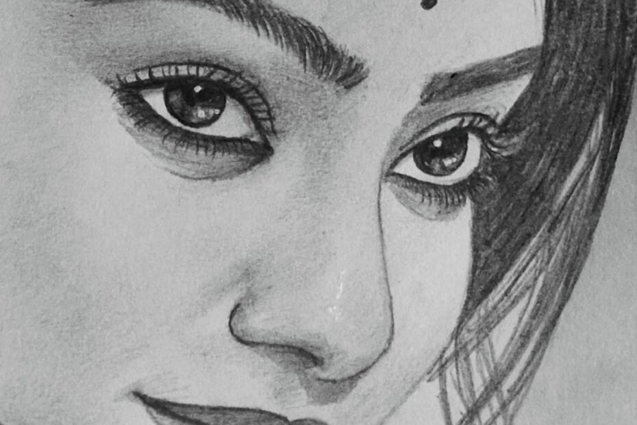 Girl Face Portrait Drawing Created By Sketches Mandar