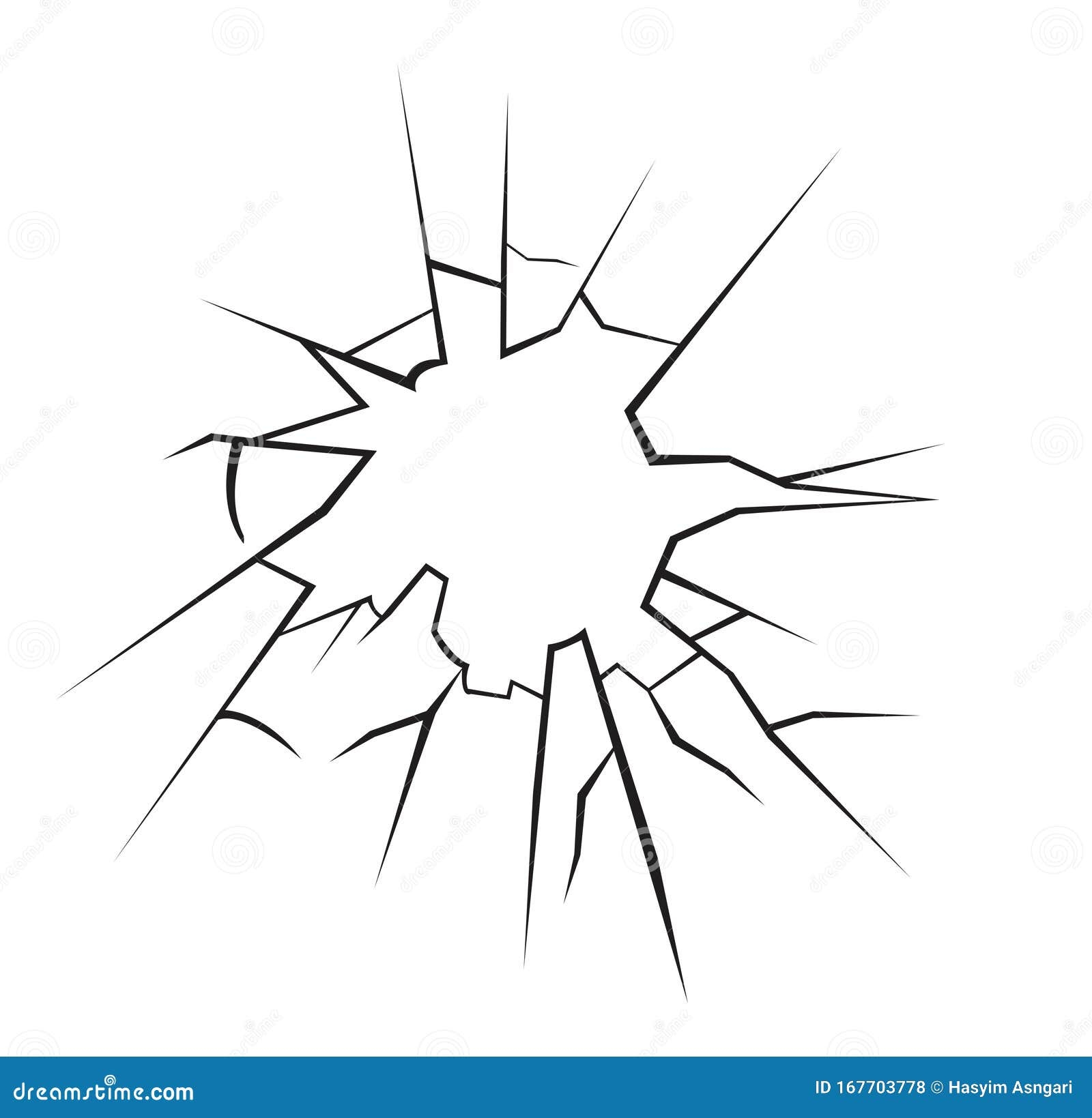 Glass Cracked Vector Illustration Broken Window Sketch Vector 