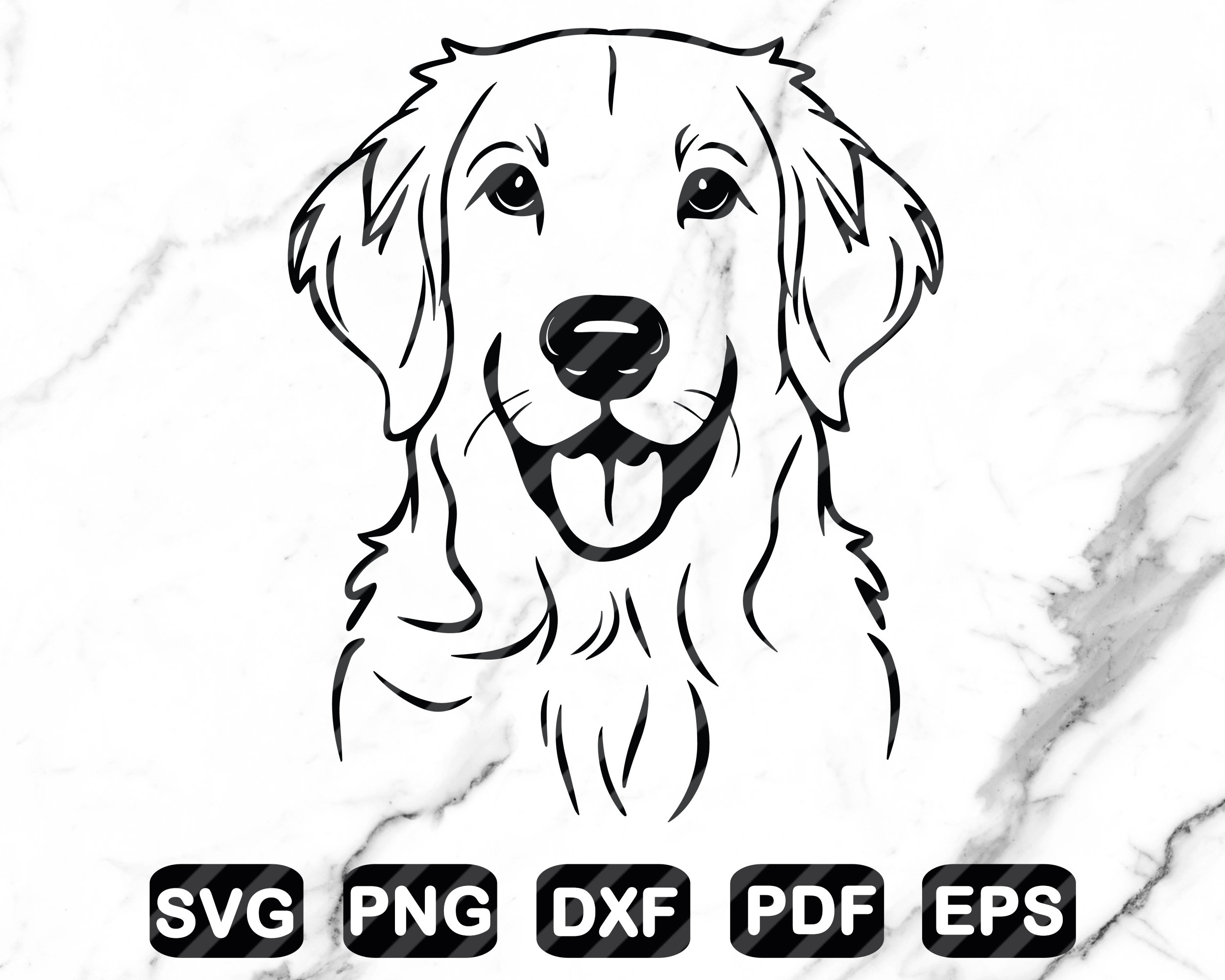 Golden Retriever Hand Drawn SVG Dog Line Art Pet Portrait Cute Dog Outline Digital Download Frenchie Art Pet Lover s Design TH0039 Etsy