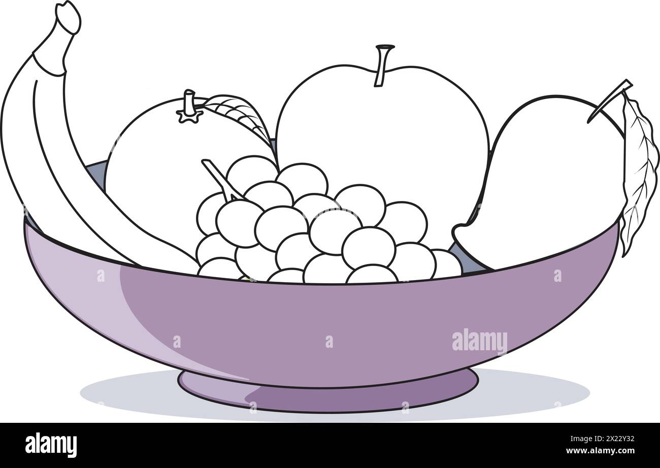 Grape In Fruit Bowl Drawing Stock Vector Images Alamy