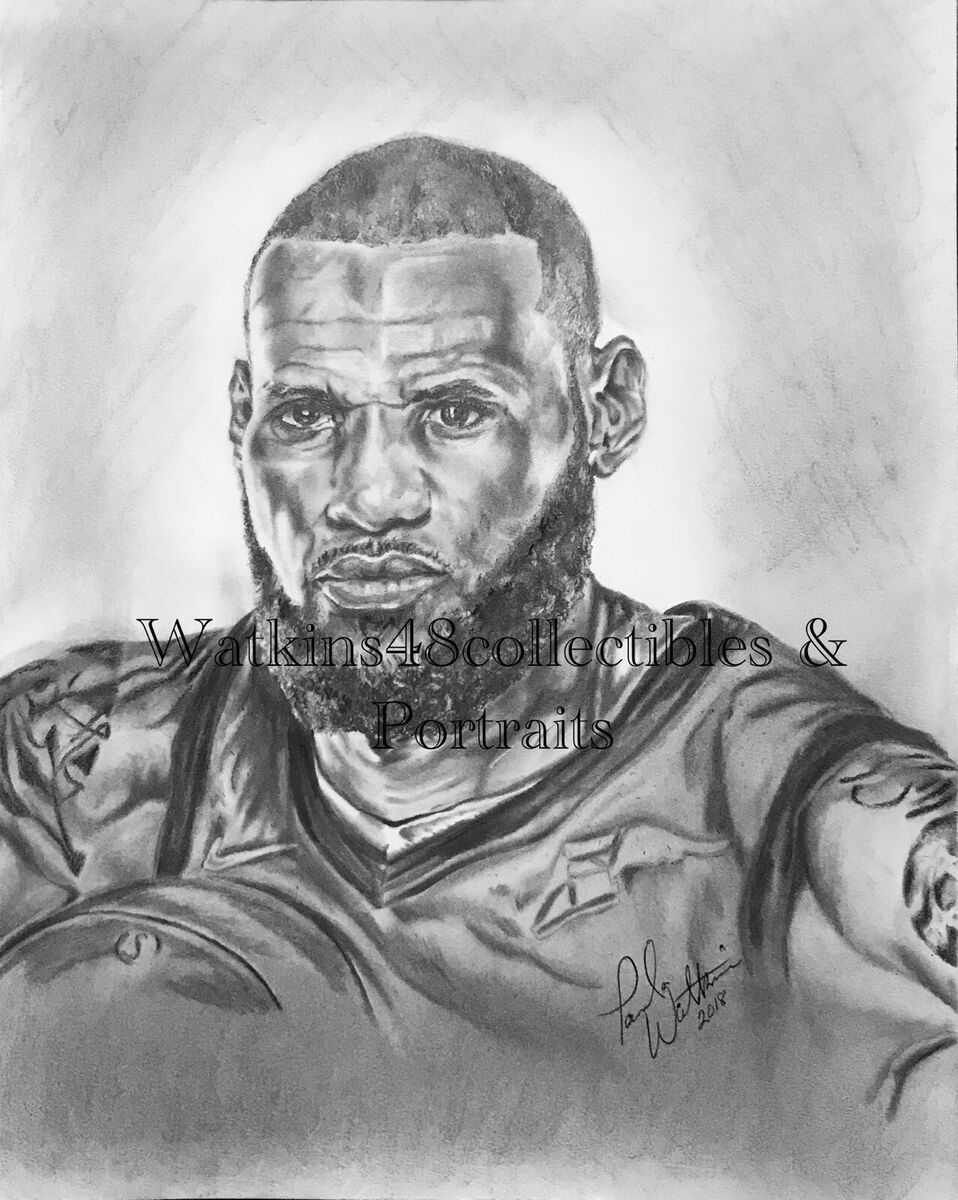 Graphite Portrait 1 1 LeBron James 11x14 EBay