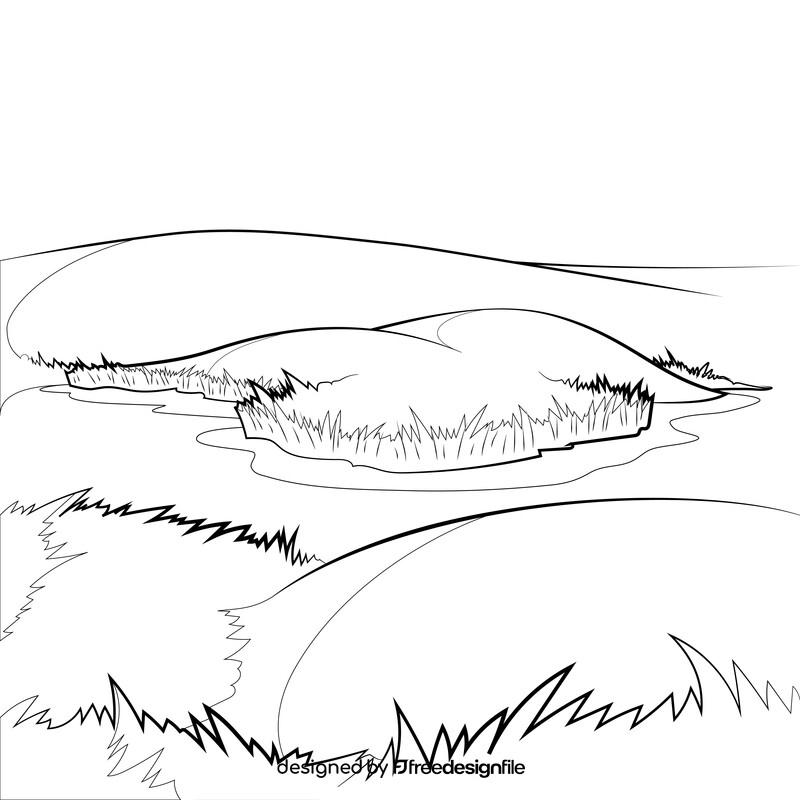 Grassland Drawing Black And White Vector Free Download